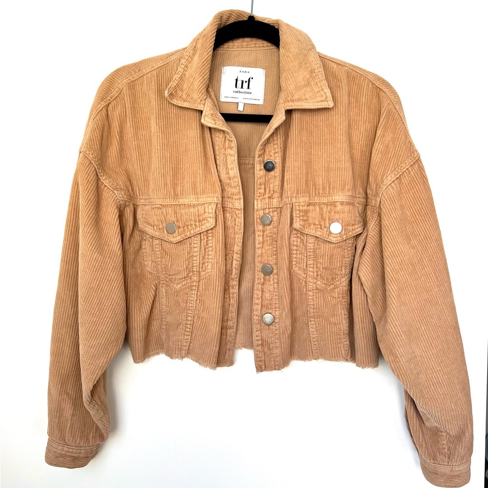 Tan Corduroy Cropped Jacket SZ XS Zara